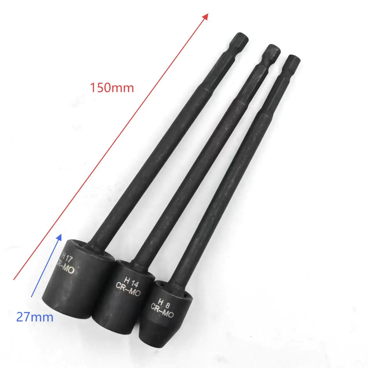 150mm CrMo Hardware Hand Tool Electric Photovoltaic Power Station Universal Hexagon Extension Socket H8-H19 Hex Impact Socket