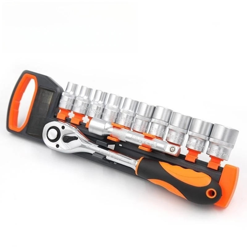 12 Piece 1/4 Inch Hardware Head Rotator Ratchet Handle Wrench Socket Set Mechanical Power Socket Tool