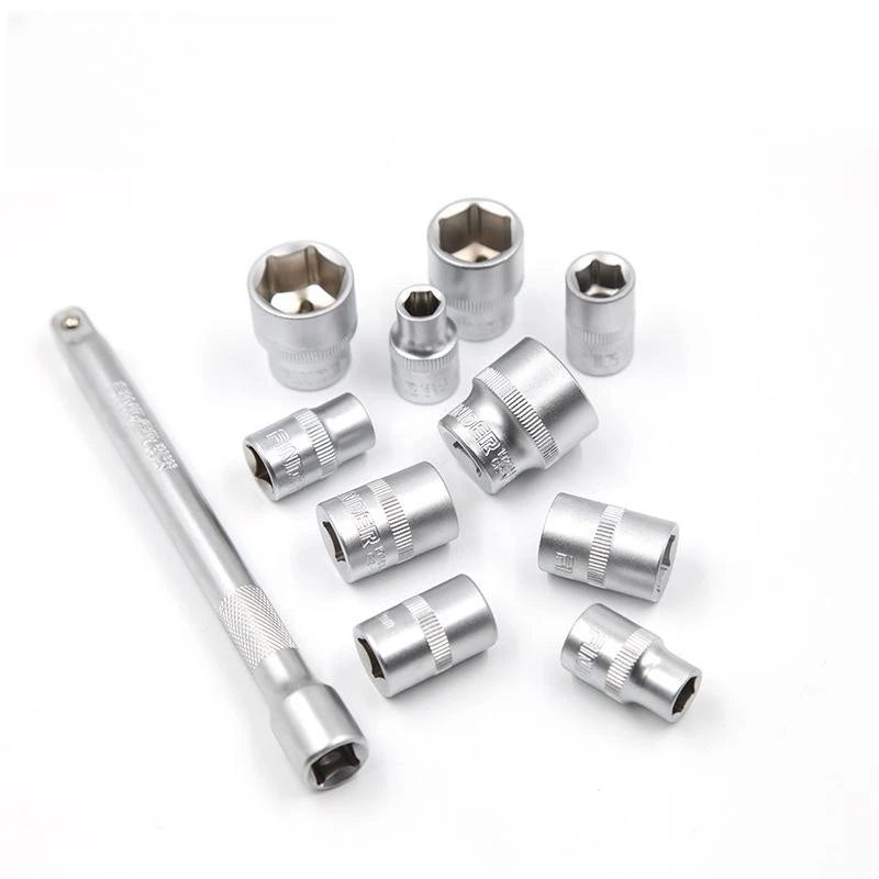 12 Piece 1/4 Inch Hardware Head Rotator Ratchet Handle Wrench Socket Set Mechanical Power Socket Tool