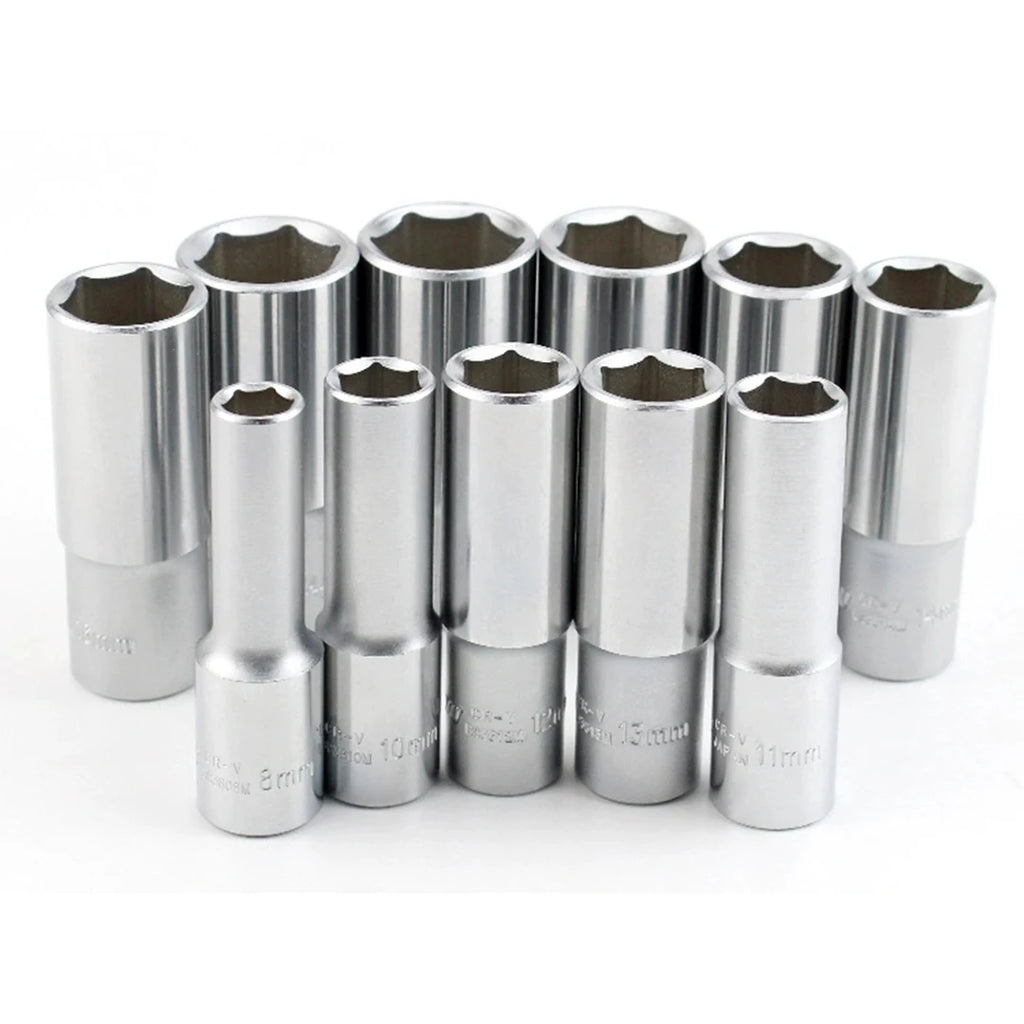 NANYU 3/8" Series White Long Hexagon Metric Ratchet Wrench Socket Sleeve Hardware Tools