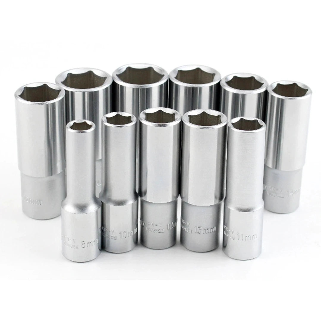 NANYU 3/8" Series White Long Hexagon Metric Ratchet Wrench Socket Sleeve Hardware Tools