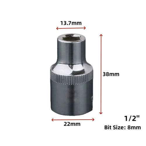 1/2 Short Socket Head 12.5mm Outer Hexagonal Socket Tool 8mm Hardware Tool