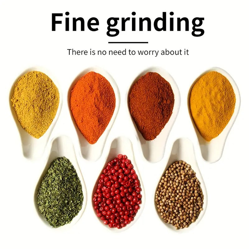 [Portable Hand Crank Grinder] Hand Crank Metal Grinder with Glass Collection Funnel and Bottle - Large Diameter 56mm, Small Diameter 43mm, Portable Manual Tool for Grinding, Perfect Holiday Gift, Best for Christmas