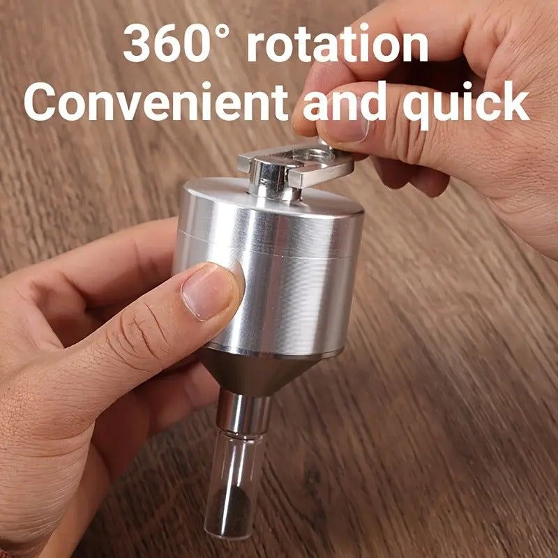 [Portable Hand Crank Grinder] Hand Crank Metal Grinder with Glass Collection Funnel and Bottle - Large Diameter 56mm, Small Diameter 43mm, Portable Manual Tool for Grinding, Perfect Holiday Gift, Best for Christmas